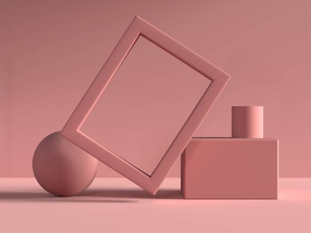 istock 3d render image of pink Geometric background mock up or element.Minimal Geometric background. 1159228250