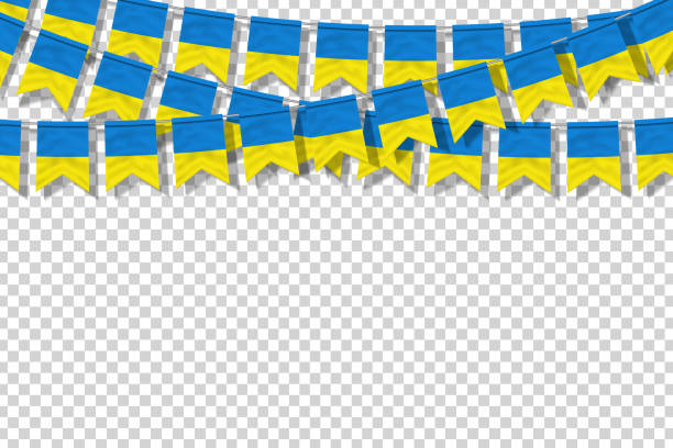 istock Vector realistic isolated party flags for Ukraine for template decoration on the transparent background. Concept of Ukraine Independence Day. 1159228350
