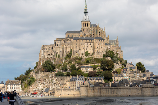 Le Mont-Saint-Michel, France - September 13, 2018: Le Mont-Saint-Michel, island with the famous abbey, Normandy, France