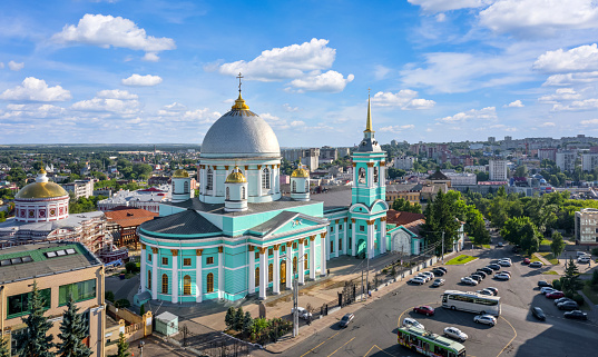 Kursk, Russia. Aerial view of Znamensky Cathedral
