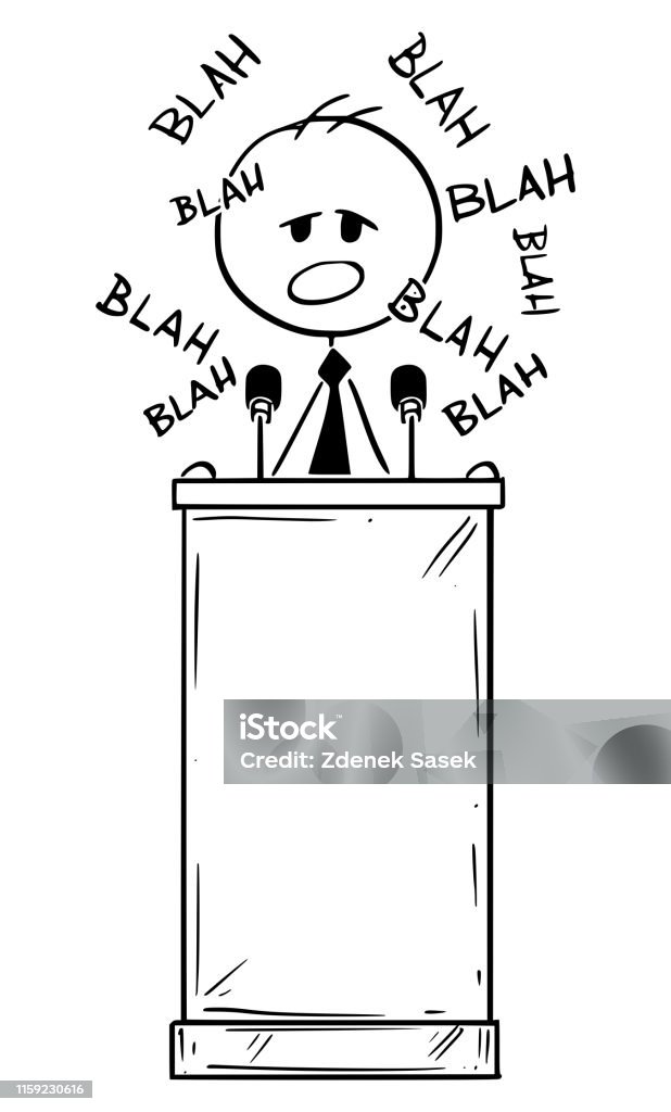 Vector Cartoon Of Boring Man Or Politician Speaking Blah Or Having Speech  On Podium Or Behind Lectern Stock Illustration - Download Image Now - iStock