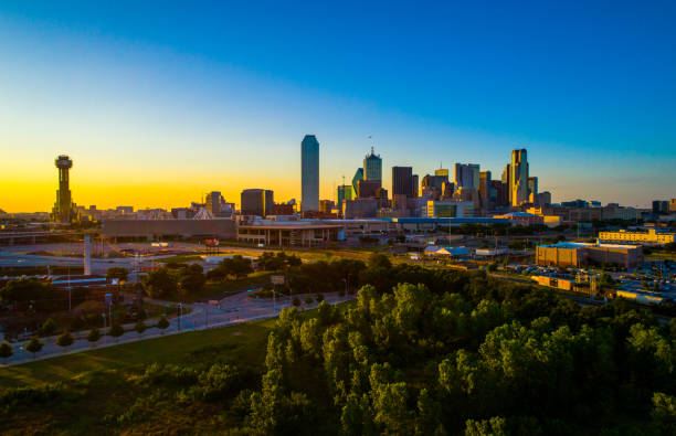 istock Perfect Sunset over Dallas Texas Skyline Cityscape 2019 1159234452