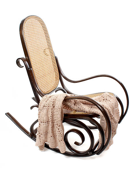 Rattan rocking chair on white background