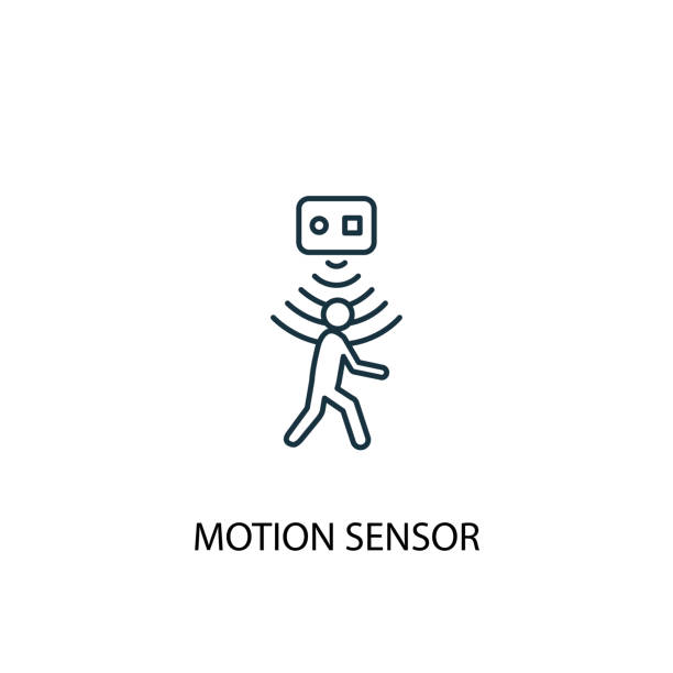 motion sensor concept line icon. Simple element illustration motion sensor concept line icon. Simple element illustration. motion sensor concept outline symbol design from Smart home set. Can be used for web and mobile UI/UX sensor stock illustrations