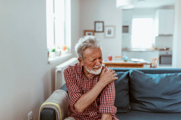 istock Strong pain in shoulder. 1159237707
