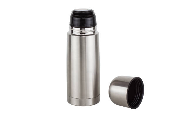 istock Stainless bottle thermos travel on white background 1159239695