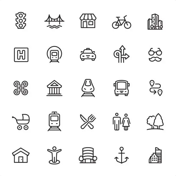 Vector illustration of Urban - Outline Icon Set