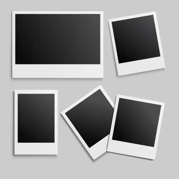 Vector illustration of New photo frame mockup design. White border on a white background. Vector illustration EPS10.