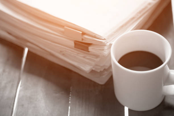 istock Large stack of files, paperwork. Close-up. Desk, office. Nobody 1159249722