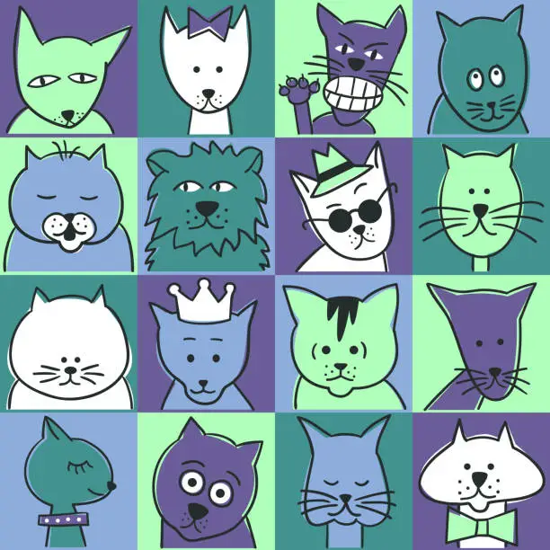 Vector illustration of Silly Cartoon Cats