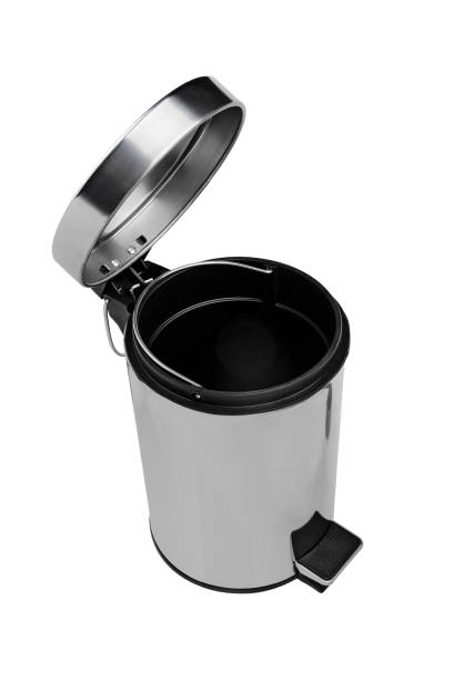 istock Metal trash can open. Waste can. Trash bin. 1159255580