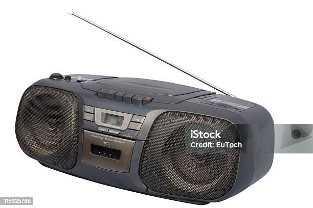 Preto Ghetto Blaster - Fotografias de stock e mais imagens de Rádio Portátil - Aparelhagem de Áudio - Rádio Portátil - Aparelhagem de Áudio, Figura para recortar, Antena - Equipamento de Telecomunicações