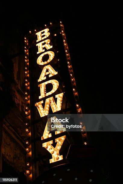 Broadway Sign Stock Photo - Download Image Now - Broadway - Manhattan, Broadway - Worcestershire, Theatrical Performance