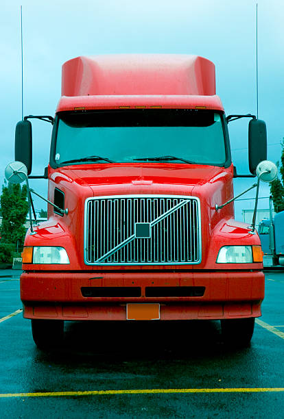 Semi Truck at a Truckstop stock photo