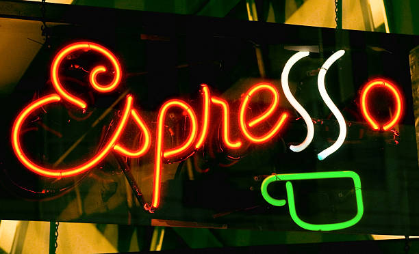istock Espresso: Neon Sign in Coffee Shop Window 115927095