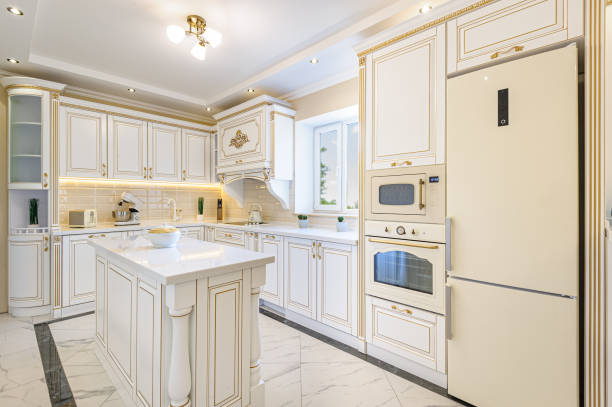 istock neoclassic style luxury kitchen interior with island 1159272373