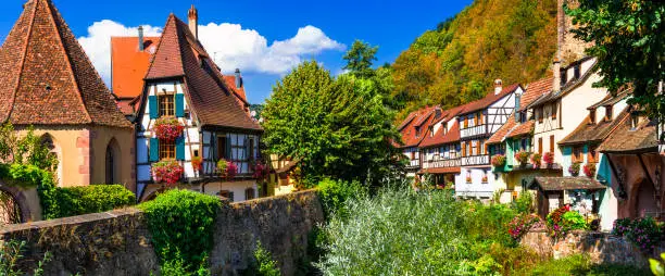 Photo of Kaysersberg  - one of the most beautiful villages of France, Alsace region- famous vine route