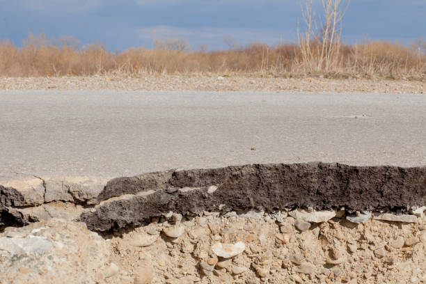 istock Cross section of asphalt road with blue sky background 1159275569