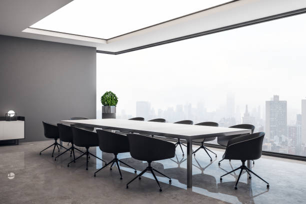 istock Modern concrete meeting room interior 1159276471