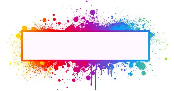 Vector illustration of Rainbow paint splash frame