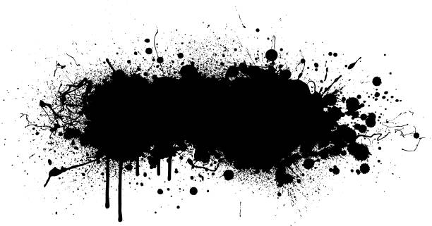 schwarze farbe spritzer hintergrund - splattered dirty banner backgrounds stock-grafiken, -clipart, -cartoons und -symbole