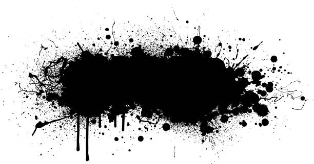 ilustraciones, imágenes clip art, dibujos animados e iconos de stock de fondo de salpicaduras de pintura negra - blob splattered ink spray
