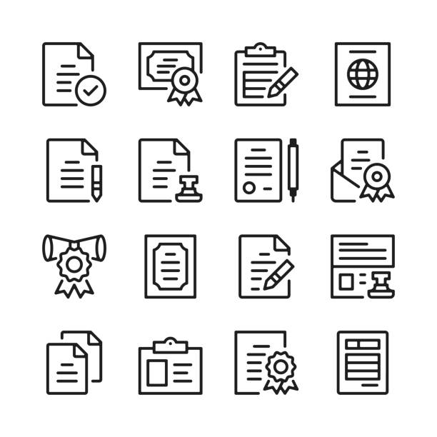 Legal documents line icons set. Legal forms. Modern graphic design concepts, simple linear outline elements collection. Thin line design. Vector line icons vector art illustration