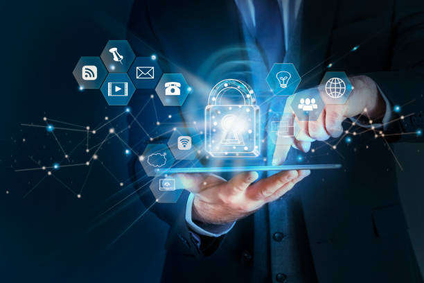 istock Technology Cyber Security concept Businessman Working in the Global Financial Network 1159281243
