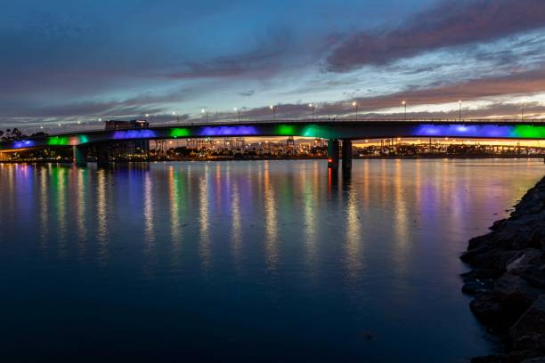 istock Queensway Bridge at night in Long Beach California 1159283827
