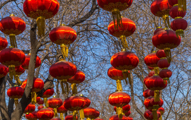 istock Red chinese lanterns at Beijing street 1159287816