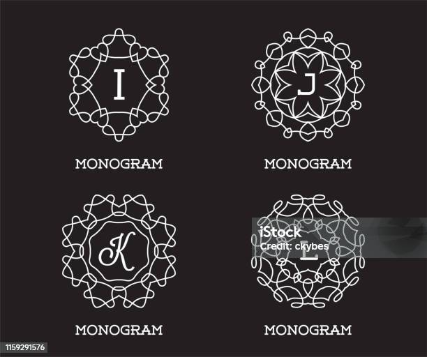 Set Of Monogram Design Template Letter Vector Illustration Premium ...