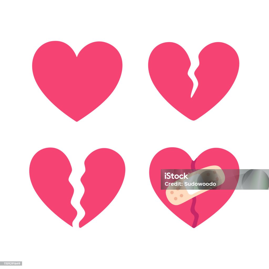 Cartoon Broken Heart Set Stock Illustration - Download Image Now - Heart -  Internal Organ, Heart Shape, Broken Heart - iStock