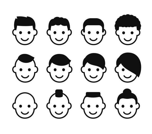 Male Hairstyles Icon Set Stock Illustration - Download Image Now - Icon,  Hair, Human Face - iStock