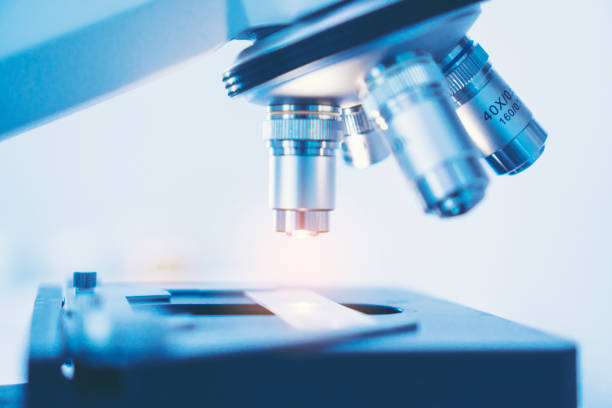 High magnification lens of the microscope for research