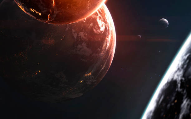 istock Deep space planets, awesome science fiction wallpaper, cosmic landscape. Elements of this image furnished by NASA 1159292094