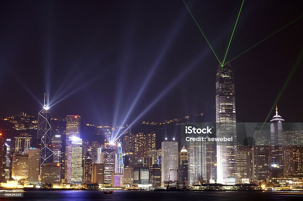 Festival de luzes de Hong Kong - Foto de stock de Arranha-céu royalty-free