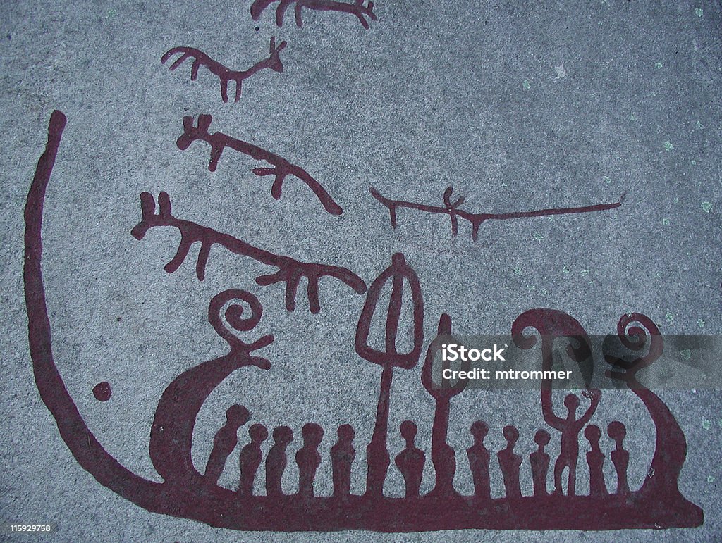 Stone Carvings near Tanumshede, Sweden Nordic Bronze Age Petroglyphs on the Vitlyckehäll stone near Tanumshede, in Västra Götaland County, western Sweden.  The area around Tanumshede has been declared a World Heritage Site by UNESCO.        Sweden Stock Photo