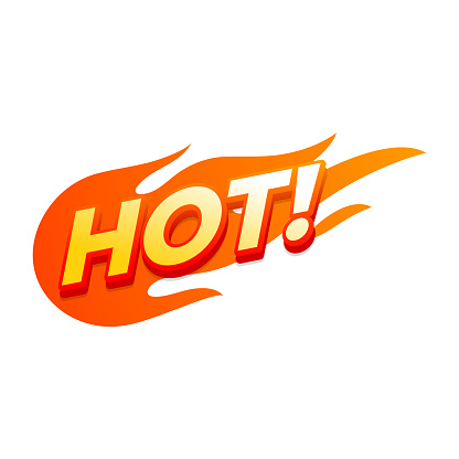 Hot fire sign, promotion fire banner, price tag, hot sale, offer, price.