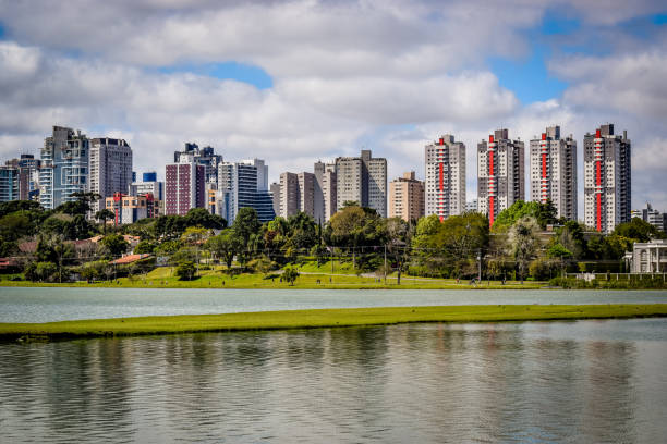 Barigui Park, Curitiba, Brazil. View of various buildings. Lake Barigui Park, Curitiba, Brazil. View of several buildings. Lake southern brazil photos stock pictures, royalty-free photos & images