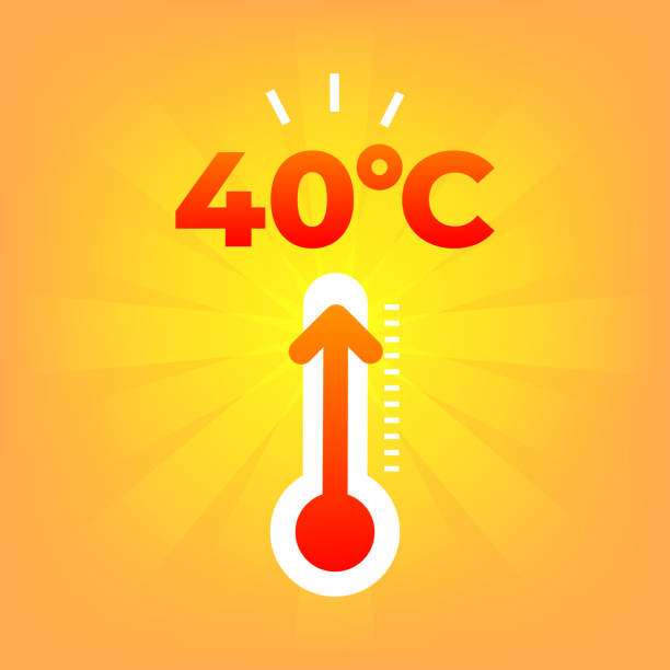 kuvapankkikuvitukset aiheesta kuumemittari 40 astetta. kesäsää. - fahrenheit asteikko