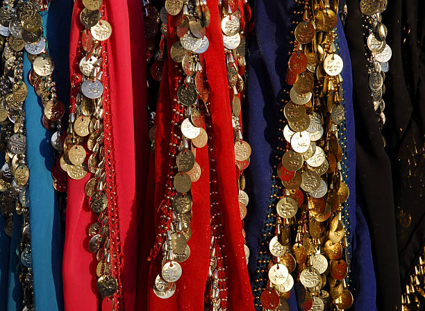 Colorful textile store, market in Istanbul, Asian bazaar.