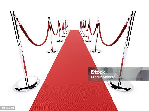 A Red Carpet Laid Out With Separation Poles Stock Photo - Download Image Now - Building Entrance, Carpet - Decor, Celebration Event