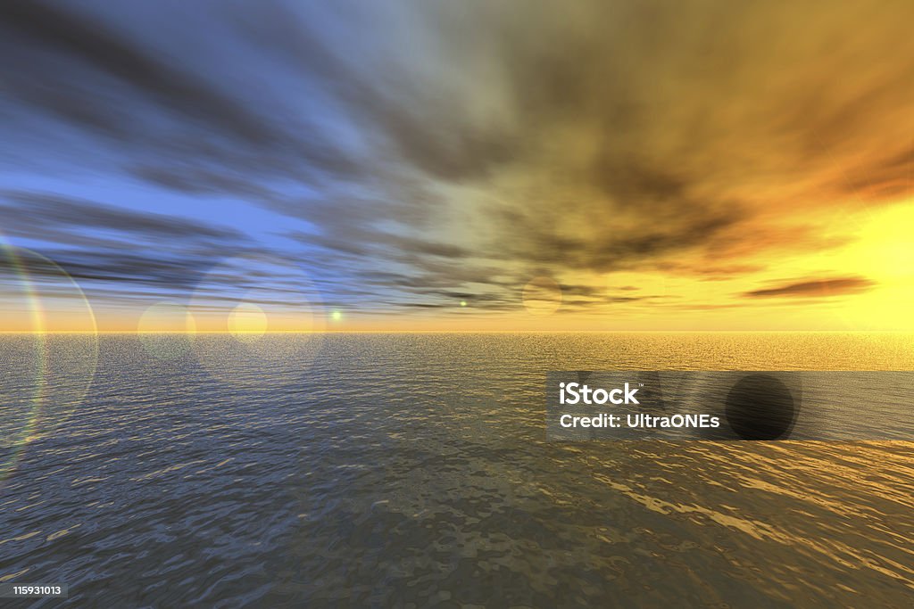 Oceanic tramonto 3D-generated - Foto stock royalty-free di Ambientazione tranquilla