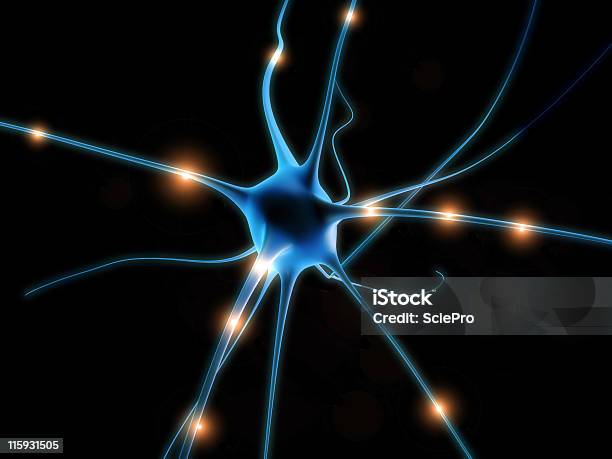 Vector Illustration Of A Magnified Nerve Cell Stock Photo - Download Image Now - Anatomy, Biology, Color Image