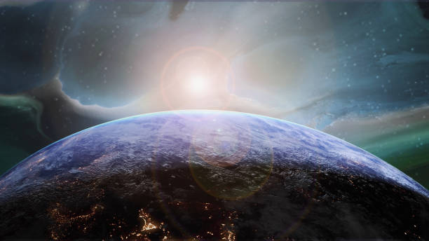 istock Planet Earth in a Fantasy Blue Nebula Galaxy Universe 1159317268
