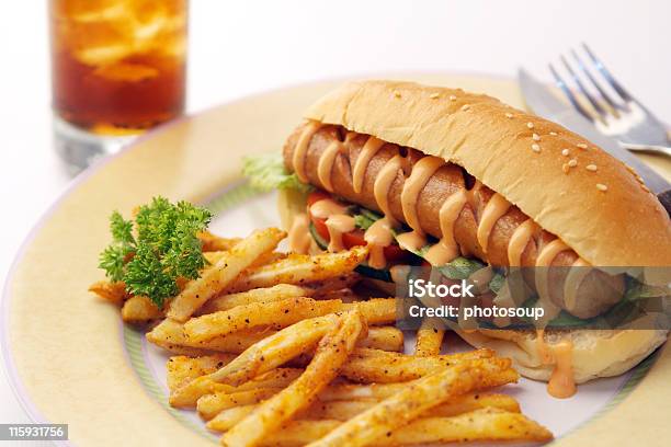 Hotdog Deluxe Stock Photo - Download Image Now - American Culture, Bread, Bun - Bread