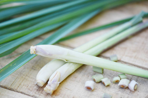istock lemon grass on wooden background and leaf 1159318490