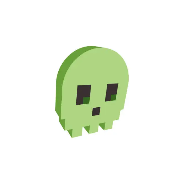 Vector illustration of Human skull in isometric perspective