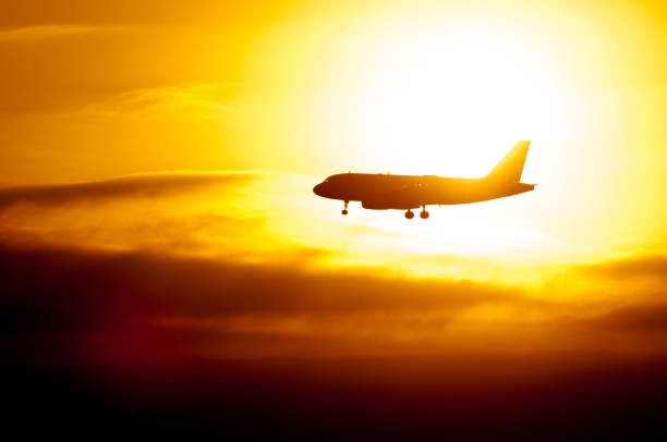 istock Aircraft in the Air at Sunset 1159321407