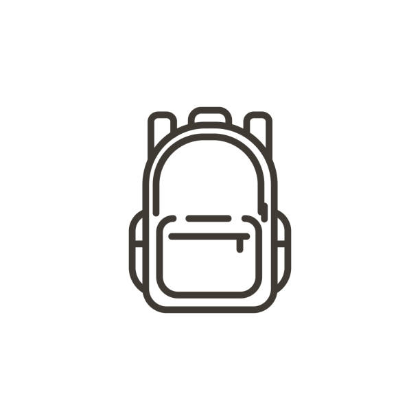 bildbanksillustrationer, clip art samt tecknat material och ikoner med skol väska ikon. trendig modern tunn linje illustration av en skola ryggsäck väska. - ryggsäck